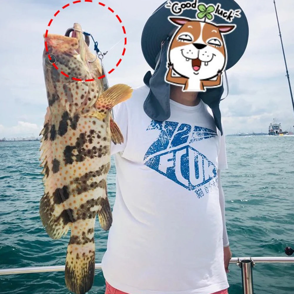 OBSESSION HK004/5/6/22 anzuelos de pesca de doble asistencia con plumas de acero rico en carbono lento Jigging 1/0 2/0 3/0 4/0 2 piezas anzuelo de pesca doble - imagen 4