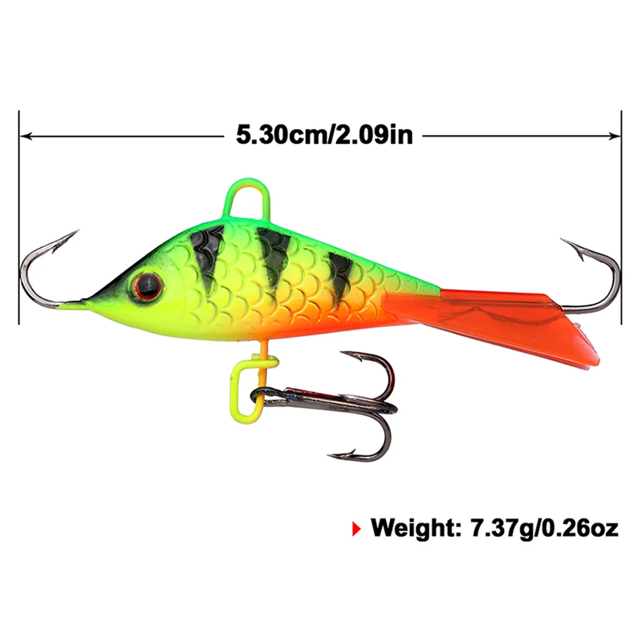 Juego de Señuelos de Pesca de invierno, 5 piezas, plantilla de hielo, equilibrador 3d de Metal duro, Wobblers artificiales para Pike Trolling Carp Swimbait - imagen 4