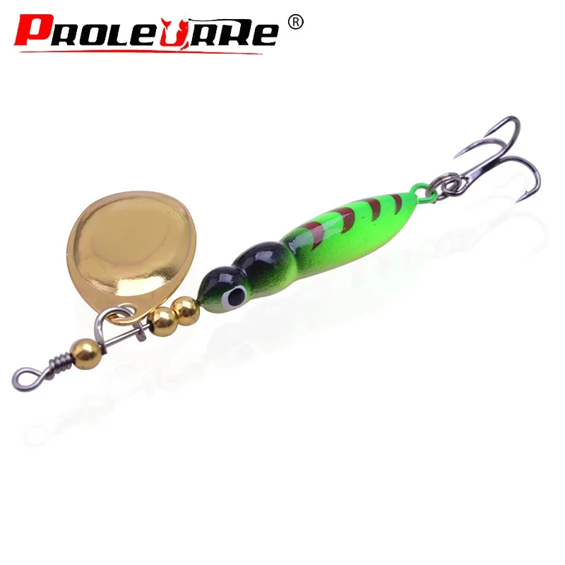 Wobblers luminosos de 7cm y 14g, cuchara de rotación de 360 grados, anzuelos de cebos de Metal, Wobbler, Crankbait, aparejos de pesca, PR-407, 1 ud.