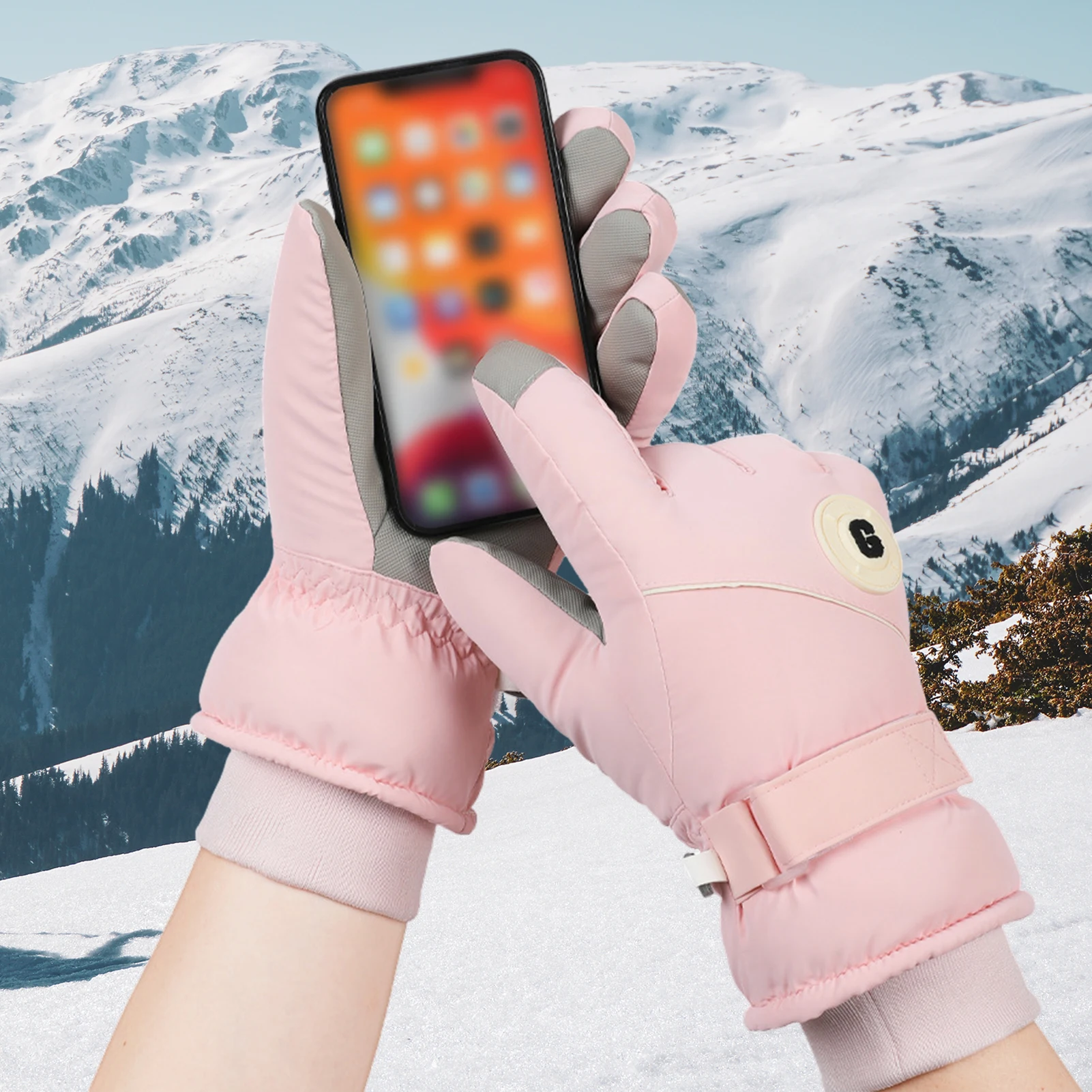 Guantes de pesca de invierno para hombres y mujeres, guantes impermeables para exteriores, para esquiar, pescar, ciclismo, Camping, Scooter, mitones cálidos - imagen 2