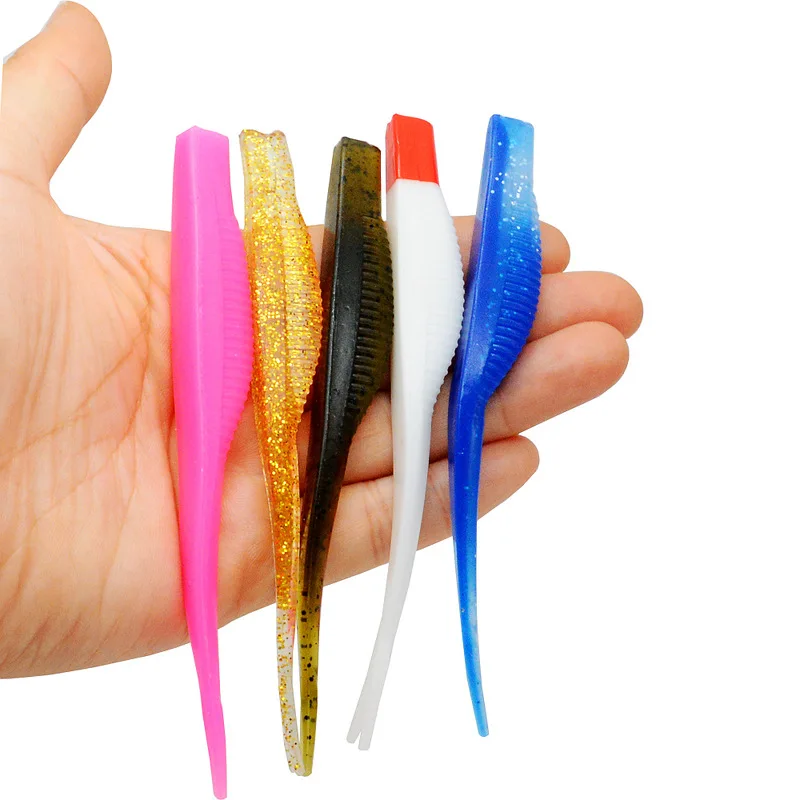 Señuelo de pesca pecho pez abierto cebo suave cola de horquilla 12cm 7g señuelos artificiales vientre ocultar gancho lote 5 piezas venta - imagen 4