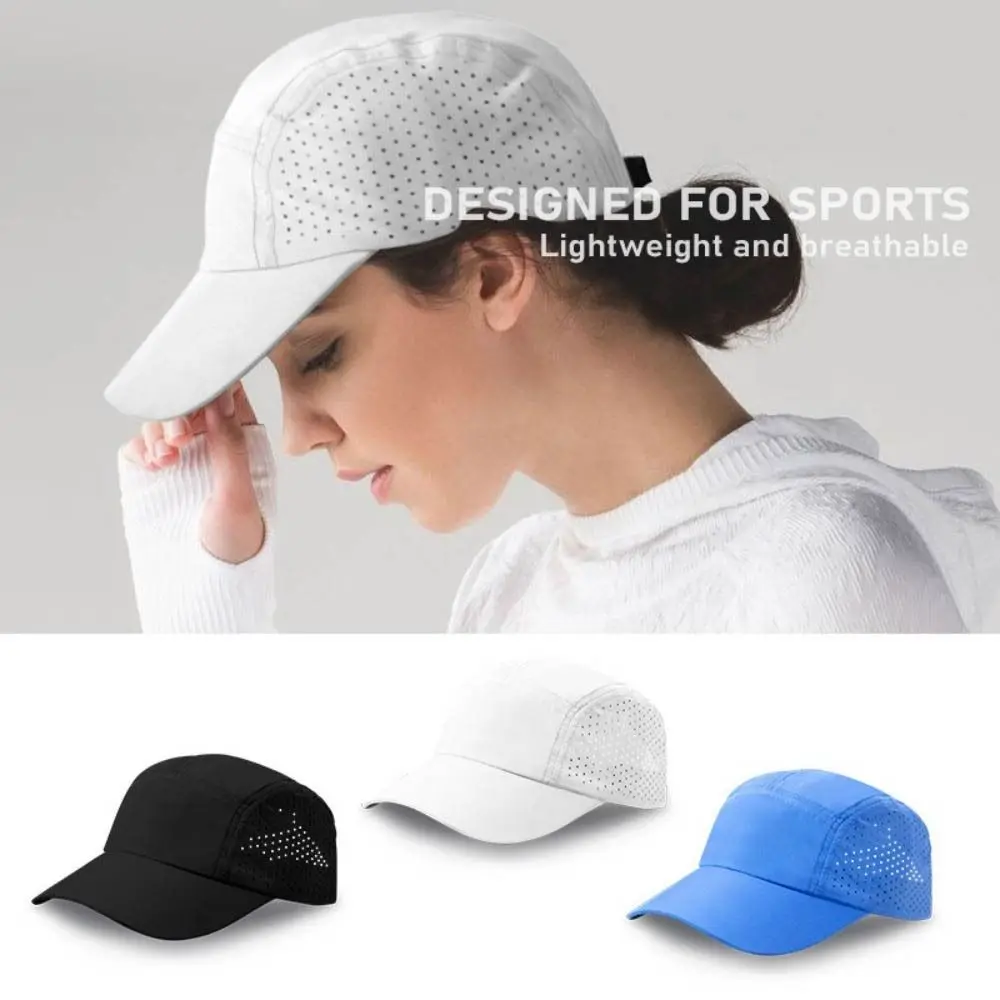 Gorra de béisbol de malla ultraligera informal, gorros de ciclismo de Color sólido de secado rápido, gorra ajustable transpirable para correr, Unisex - imagen 4