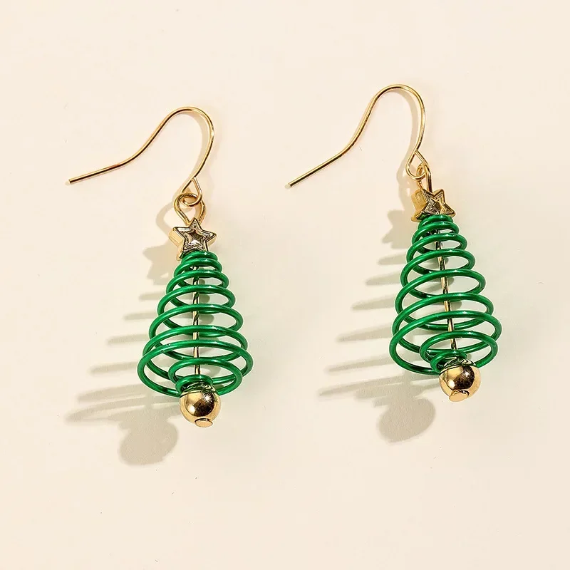 Pendientes chapados en oro de fiesta para mujer, regalo de joyería, pendientes de árbol de Navidad de dibujos animados, accesorios colgantes de moda para mujer - imagen 2