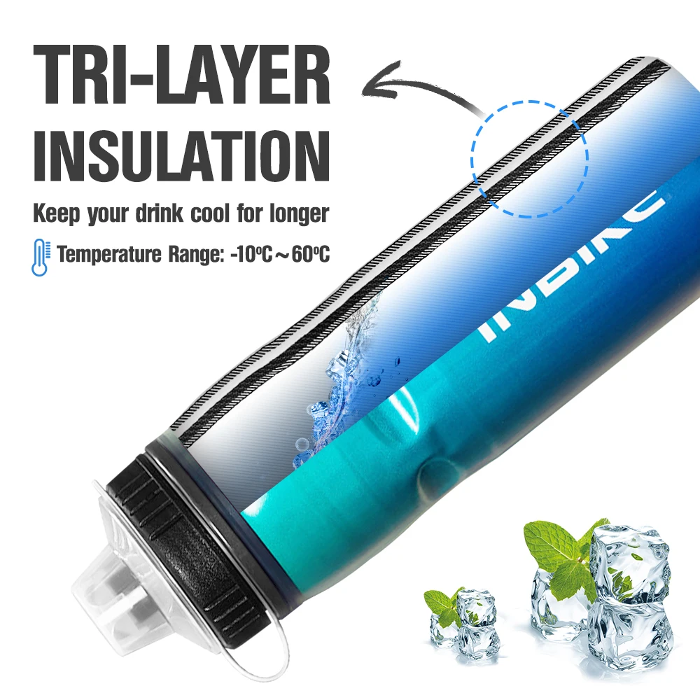 Botella de agua de plástico aislada para bicicleta de montaña, botella de agua sin BPA para deportes de ciclismo, botella de agua deportiva con cubierta antipolvo - imagen 2