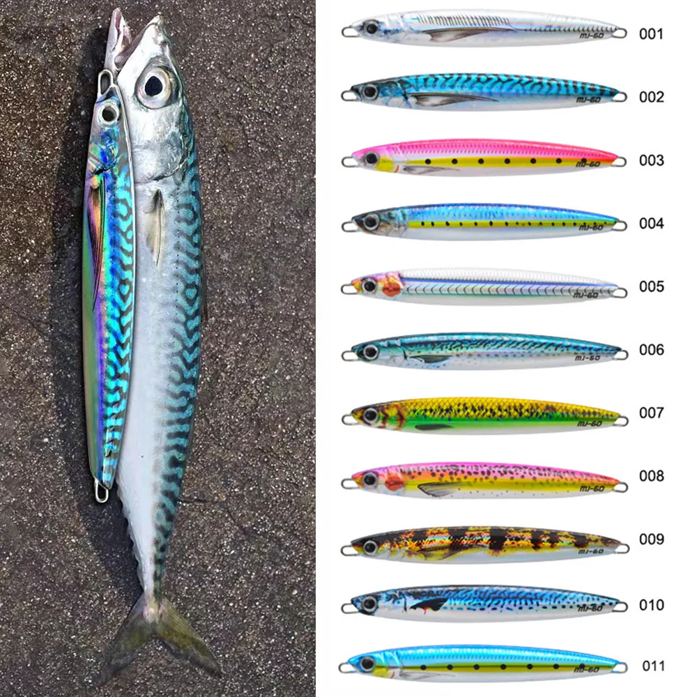 40g60g80g100g120g plantilla de Metal 3D plantilla lenta Shore Jigging señuelo de atún pesca en agua salada Jigpara cebo duro para lubina Mahi Marlin Wahoo - imagen 2