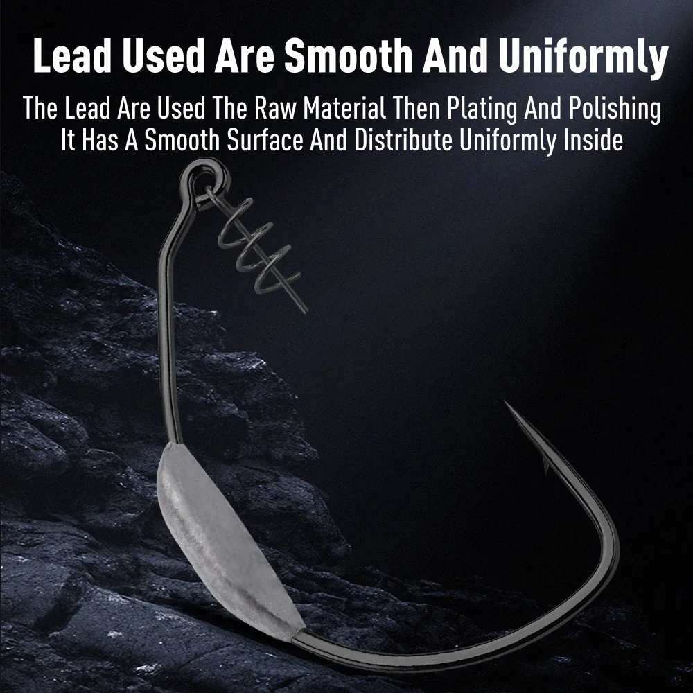 Anzuelos de pesca Kingdom Spring 3 # 5 # 6 # 8 # 10 # Gancho de manivela de plomo de acero al carbono con cerradura de resorte, accesorios de equipo de pesca con cebo blando - imagen 4