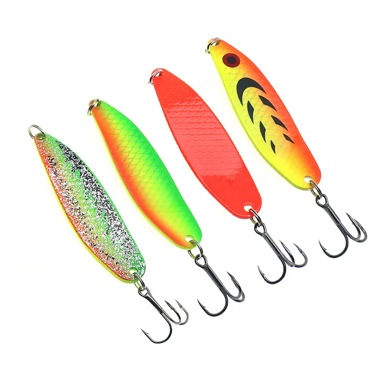 Señuelo de pesca con cucharas de Metal, señuelos duros de 62mm y 10g, anzuelo triple, cebo de Metal para lubina, salmón, Artificial, Wobblers, Spinner, SequinsJigging - imagen 5