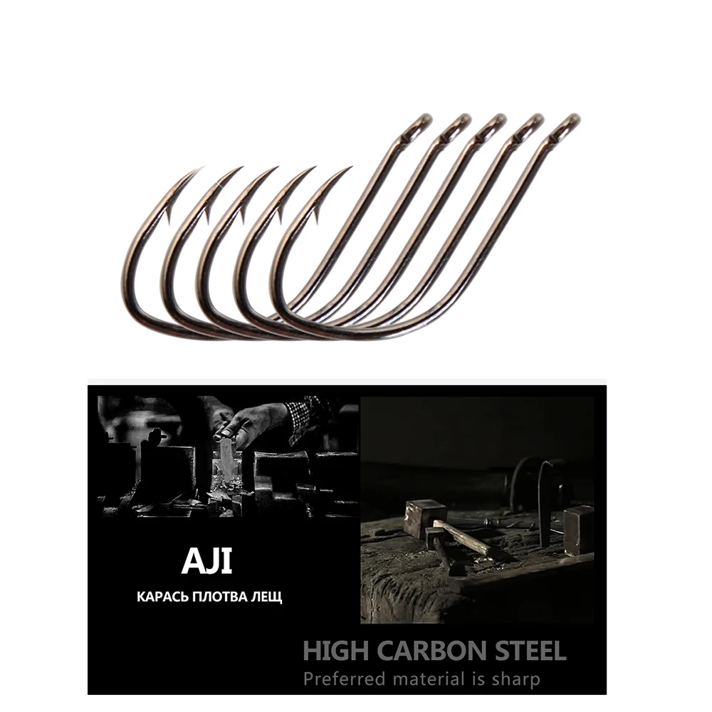 FTK-anzuelos de pesca de acero de alto carbono, anzuelos largos y afilados para pesca invertida, Baithook negro cromado, anillado, corte forjado Marien, 7-10 piezas - imagen 5