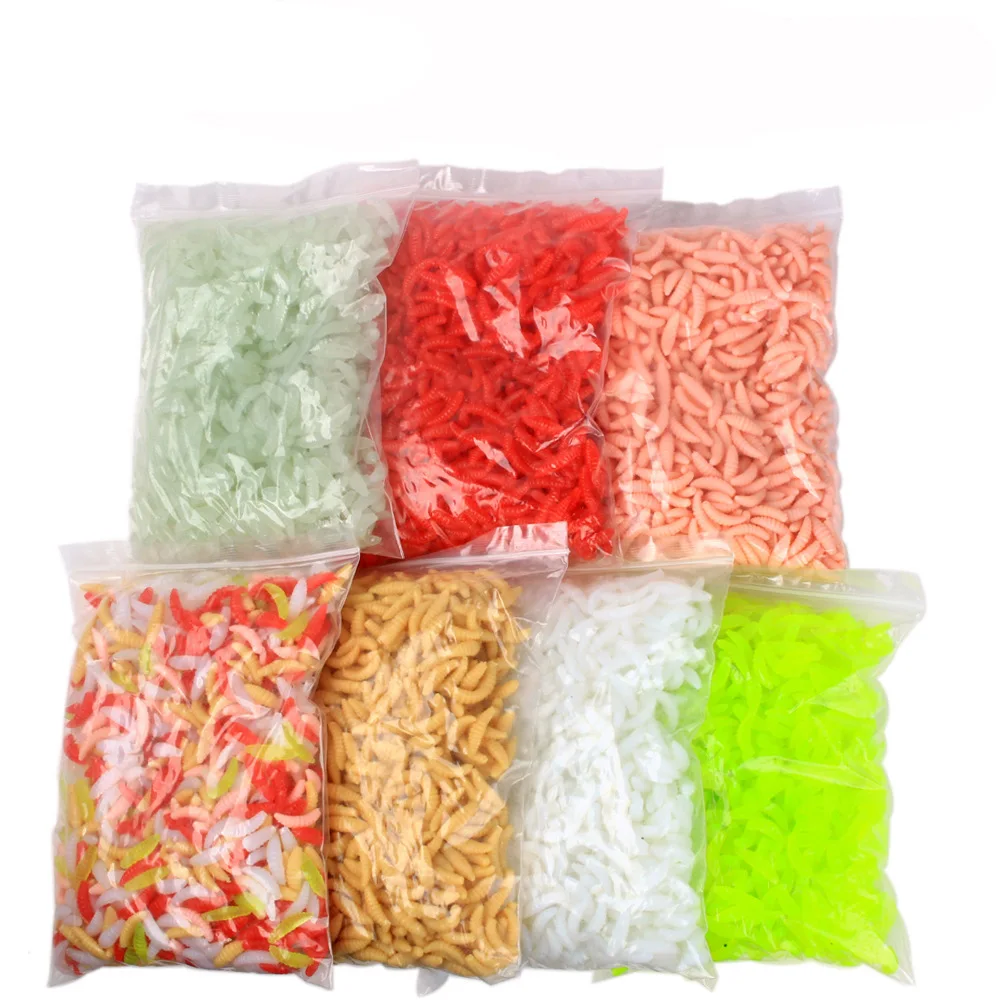 Cebos artificiales de silicona para pesca, anzuelos blandos con olor a gusanos, camarones brillantes, 2cm, 0,3g, 50 unids/lote por bolsa - imagen 2