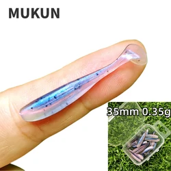 MUKUN Micro señuelos blandos para lubina con cola en T - gusano