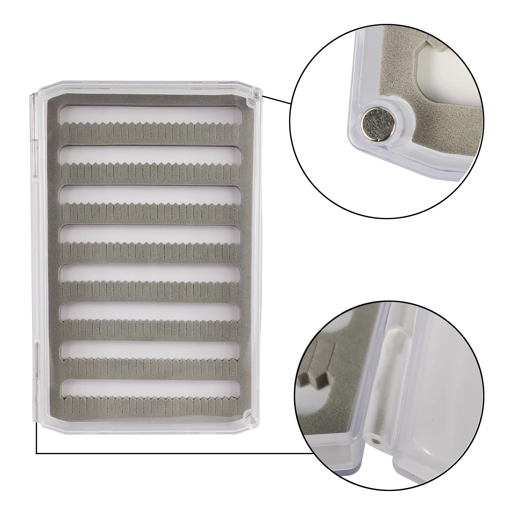 Caja de plástico transparente súper delgada, 2 uds., con dos tipos de cajas de espuma para pesca con mosca, para sujetar moscas - imagen 4