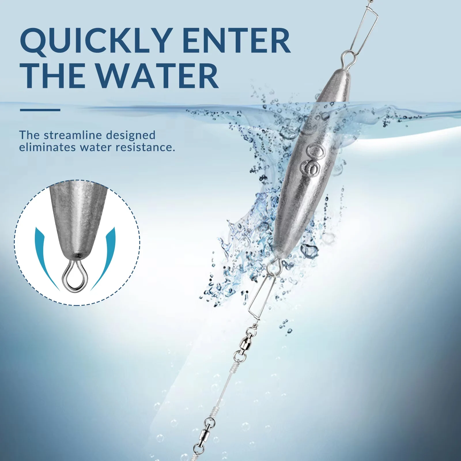 2 uds plomos de pesca 30g 40g 50g 60g 70g plomo con forma de oliva 360 °   Peso de disparo de anillo de rotación para Carolina Rig - imagen 3