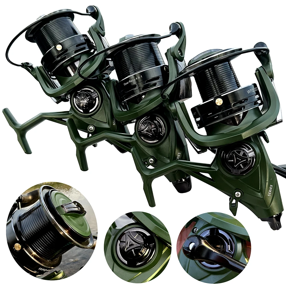 Carrete de Metal de diseño ultraligero, carrete de pesca giratorio serie 9000-12000, arrastre máximo de 20KG para herramientas de pesca de agua dulce/salada - imagen 4