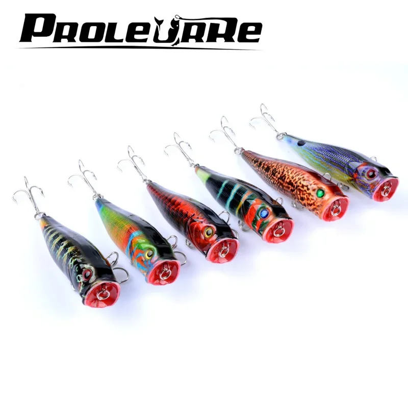 Señuelo de pesca Popper Topwater, 1 unidad, 9cm, 14,5g, cebo duro Artificial Wobbler de plástico 6 #   Anzuelos Fly Carp Bass Pesca aparejos de pesca - imagen 4