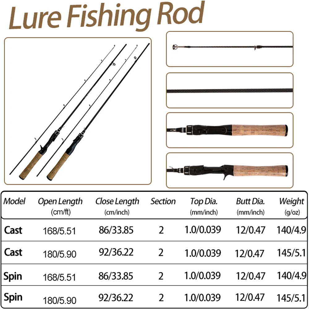 Caña de pescar de fundición Jig Bass Trout 1,8/1,68 m caña de pescar 2 Sectones señuelo de punta sólida 0,5-8g acción lenta ultraligera para arroyo de río - imagen 5