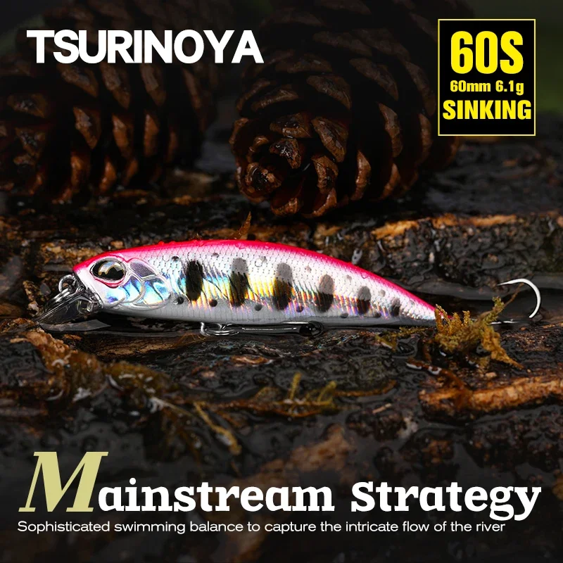 TSURINOYA 60S hundimiento Minnow señuelo de pesca DW67 60mm 6,1g cebo duro Artificial Lucio lubina trucha Jerkbait río Wobbler Crankbait - imagen 2