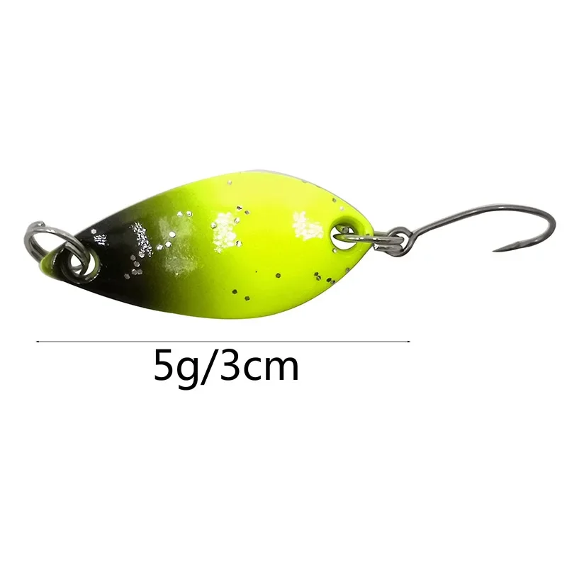 Nuevo 5 unids/lote 5g 3cm aparejos de pesca cebo de pesca cuchara de Metal señuelo cebo para trucha cucharas de lubina pequeños lentejuelas duras cuchara giratoria - imagen 2