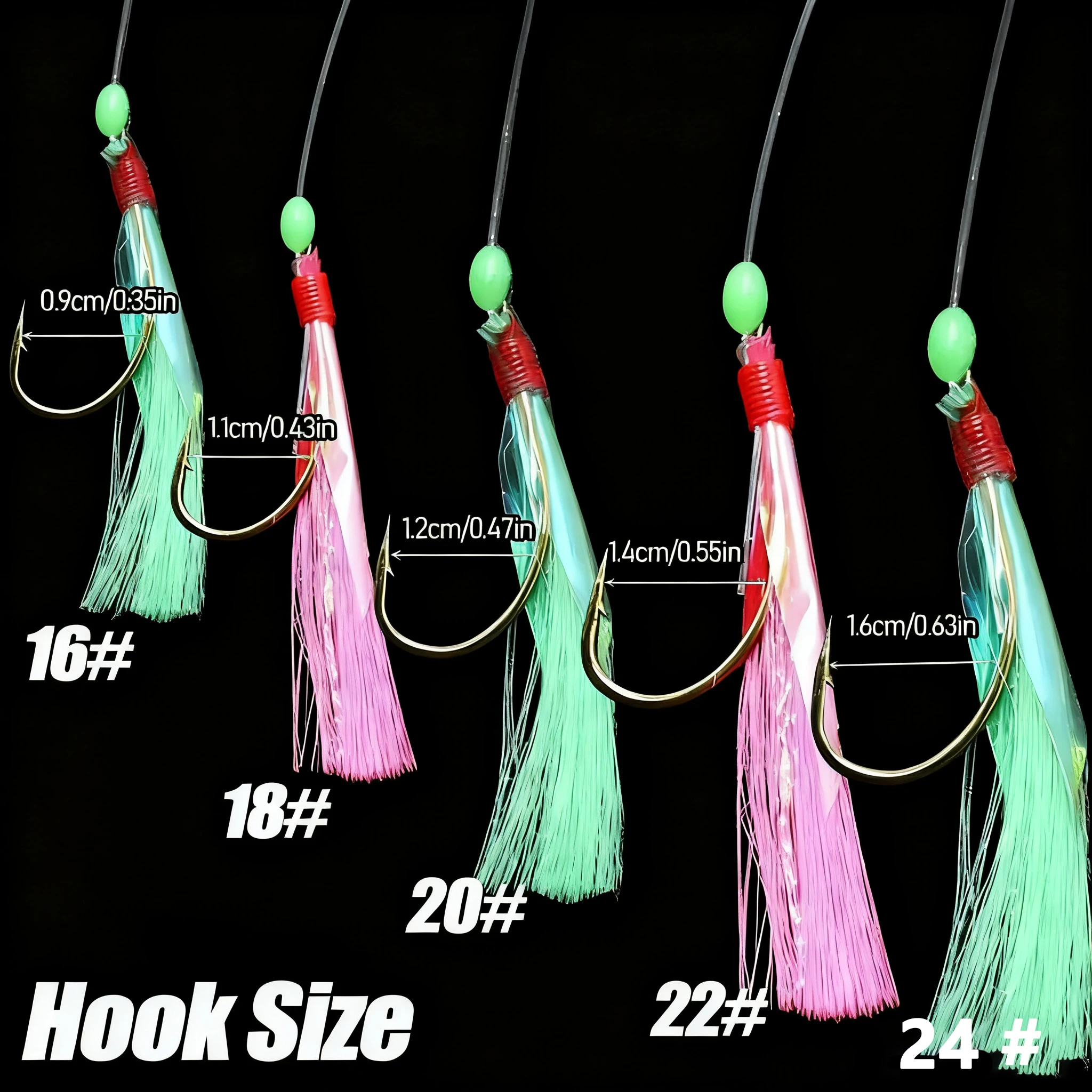 Sabiki Rig para lubina y corvina con anzuelos y faldón - imagen 2