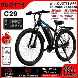 DUOTTS C29 Bicicleta Eléctrica 48V – Motor 750W y 21 velocidades para ciudad