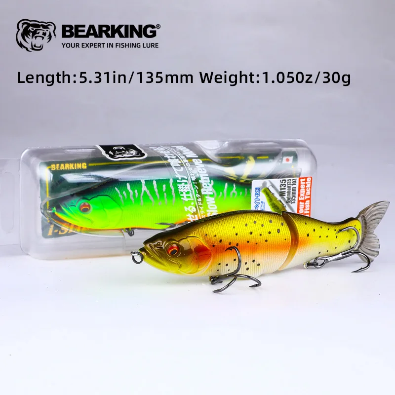 BEARKING 135mm 1oz aparejos de pesca superiores señuelos articulados Minnow Wobblers cuerpo ABS con cola suave SwimBaits señuelo suave para pesca - imagen 5