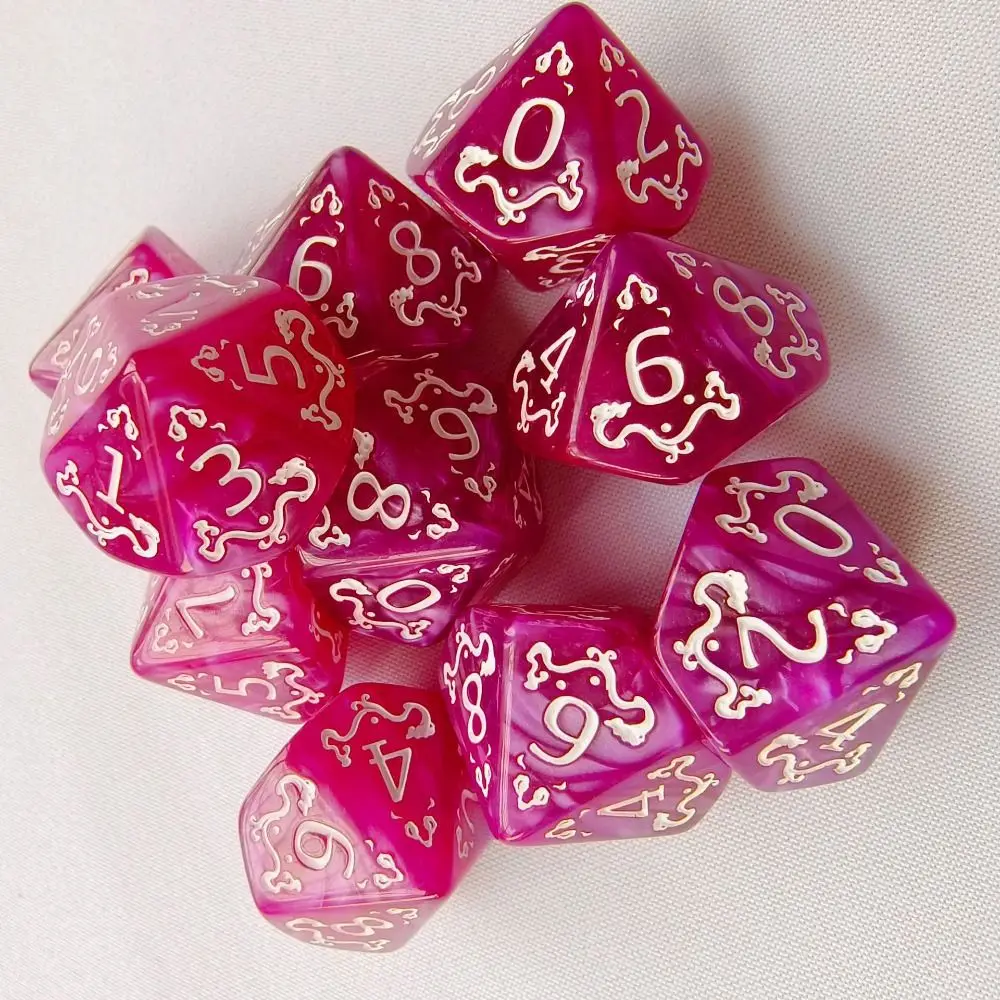 Juego de 10 Dados Acrílicos Creativos con Temática de Dragón, Dados Poliédricos D10 con Esquinas Afiladas, Amarillo, Morado, Dorado, Rojo, Dados para Juegos de Mesa, Regalo - imagen 4