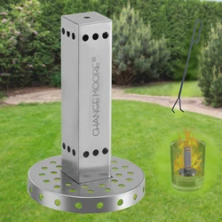 CHANGE MOORE Juego de columnas de urner cuadradas, accesorios de 11,5 cm, herramienta de combustión secundaria de acero inoxidable con gancho Ire, gancho para carbón