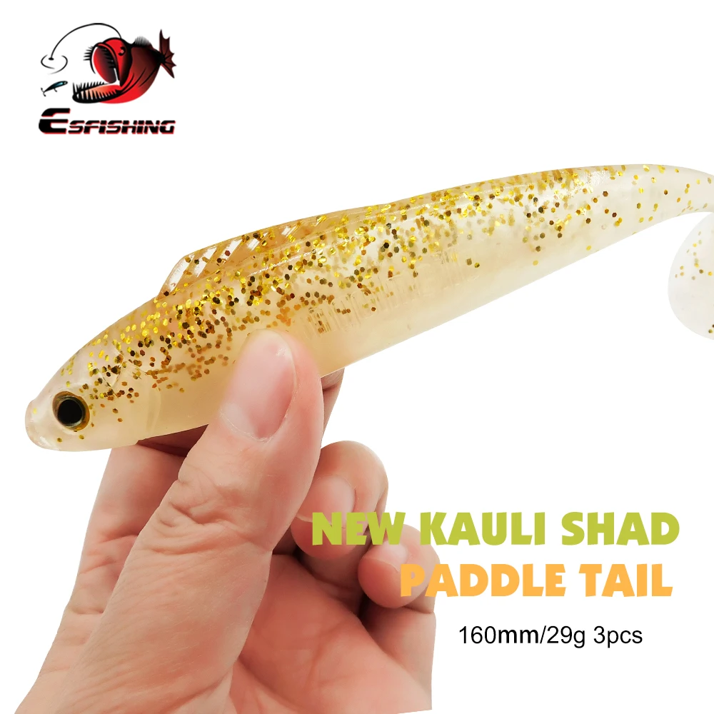 ESFISHING-señuelos blandos grandes, cebo de silicona para sábalo, nuevo Kauli, 160mm, 29g, Swimbait, Lucio, pesca de carpa