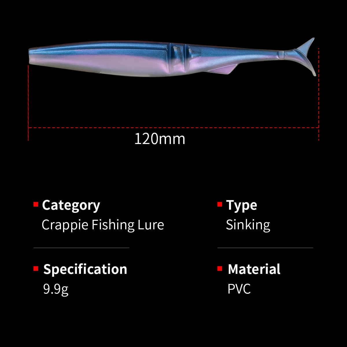 5 uds/pkt señuelo suave de pesca 120mm 9,9g cebo de cola en T de plástico gusano Artificial Swimbait - imagen 2