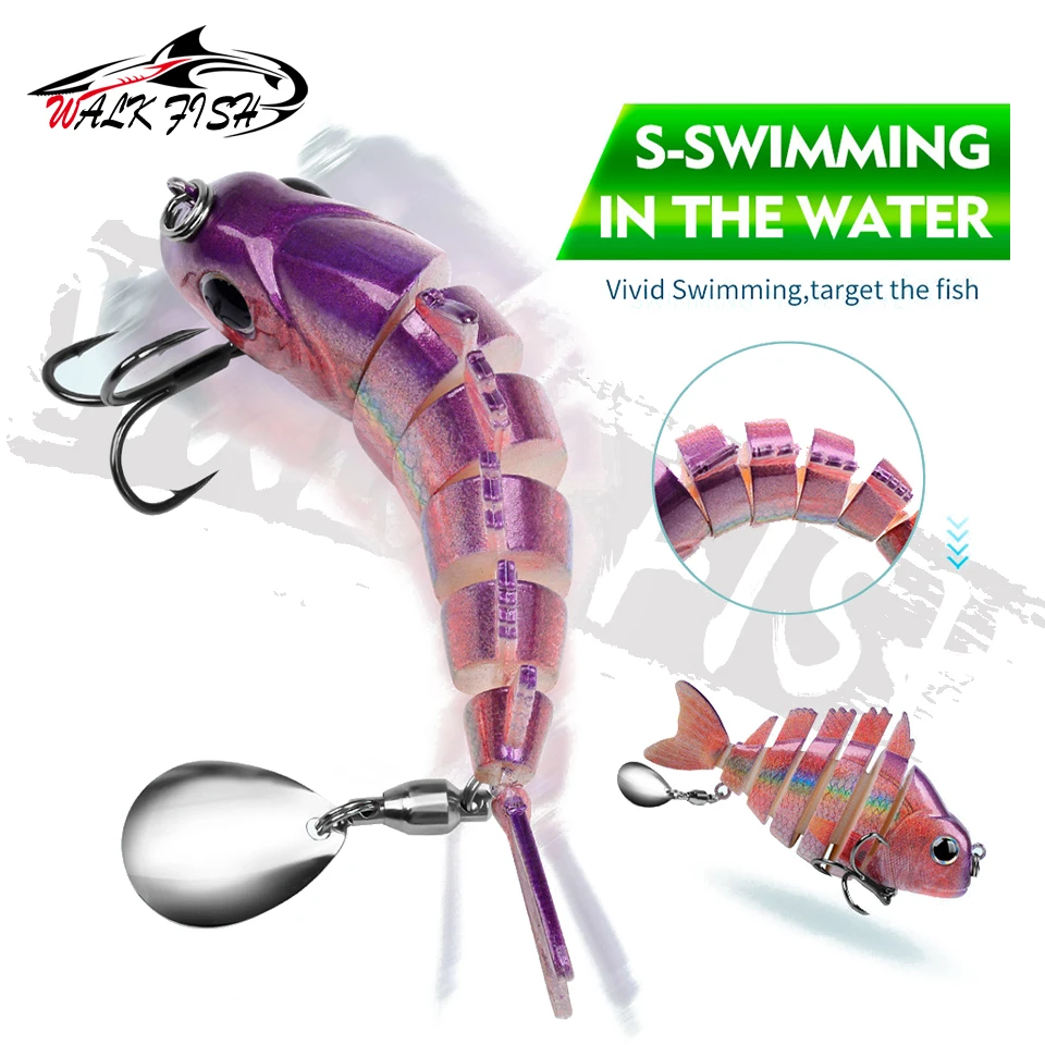 WALK FISH 1 Uds nuevas Señuelos de pesca 9cm/24,6g para lubina trucha cebos de natación multiarticulados señuelos de natación lento con lentejuelas intermitentes - imagen 4