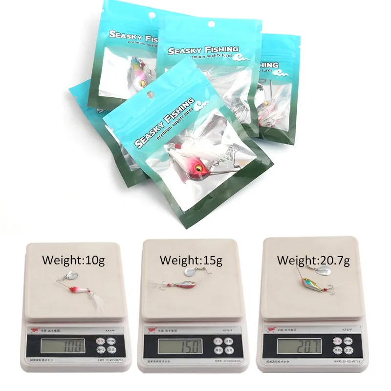 Señuelo giratorio compuesto de lentejuelas, cebo giratorio de largo alcance, hundimiento con ruido, 10g, 15g, 20g, perca deformada, cebo falso VIB - imagen 4