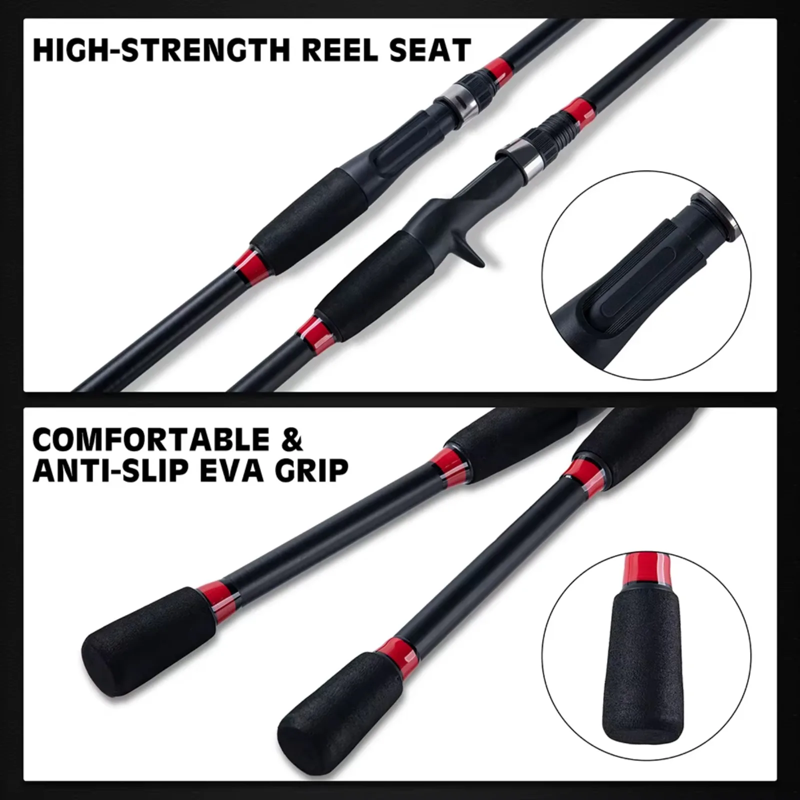 Caña de pescar con señuelo Goture, 1,8 m, 2,1 m, 2,4 m, carbono + fibra de vidrio, caña giratoria para señuelo de viaje, caña ultraligera de potencia de 3-50g M - imagen 3