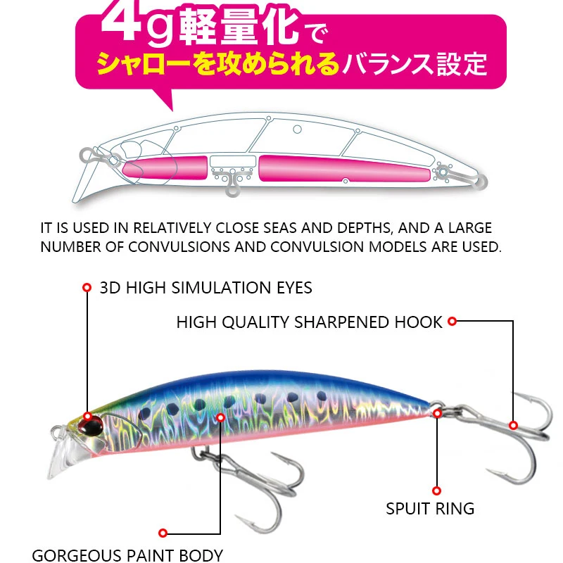 Cebos artificiales de alta calidad, 95mm, 30g, agua salada, señuelos de trucha de lubina de fundición larga, andador de playa, equipo de Swimbait de hundimiento pesado - imagen 5