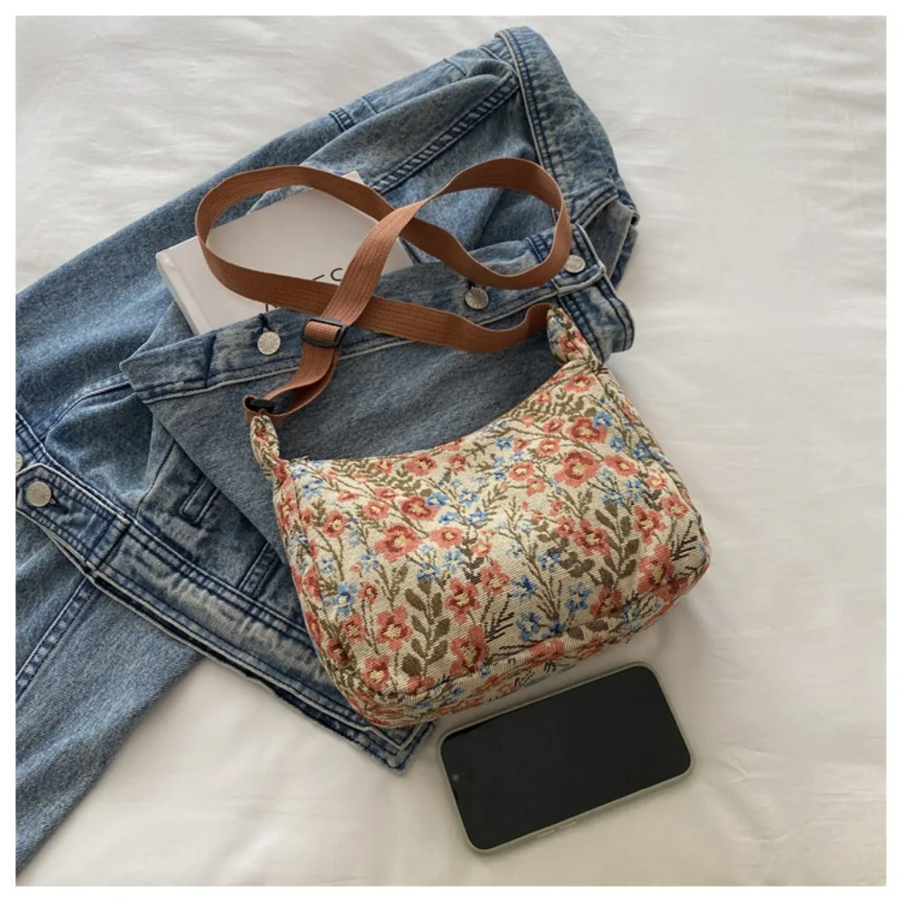 Bolso cruzado vintage informal con textura en forma de media luna, bolso de mensajero con patrón impreso para mujer - imagen 4