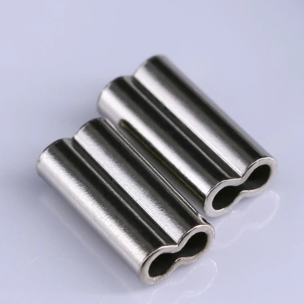 100 Uds doble línea de pesca ovalada tubo de prensado de latón conector de engarzado de alambre tubo de carbono accesorios de mangas de engarzado de pesca - imagen 4