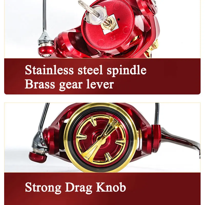 Carrete de pesca giratorio, Serie de bobinas de Metal inoxidable para agua salada, 1000/2000/3000/4000/6000, rueda giratoria para mano izquierda/derecha - imagen 4
