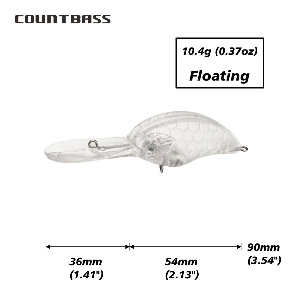 Countbass 10 Uds cuerpos de señuelo en blanco 54mm/2,13 "10,5g/0,37oz Crankbaits flotantes, Señuelos de pesca sin pintar, Wobblers Hardbaits - imagen 2