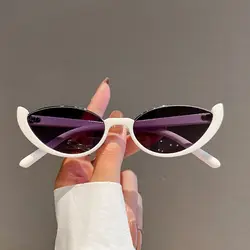 Gafas de sol tipo ojo de gato para hombre y mujer, lentes de sol pequeñas a la moda, medio marco
