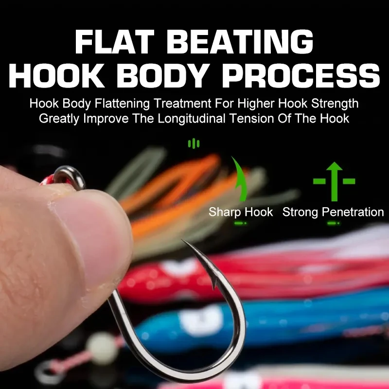 Anzuelo de pesca de calamar luminoso, 10 piezas, 120mm, Madai Tai, faldas de pulpo de goma, Jigging, señuelo suave, cebo Artificial, ganchos de asistencia B.KK - imagen 5