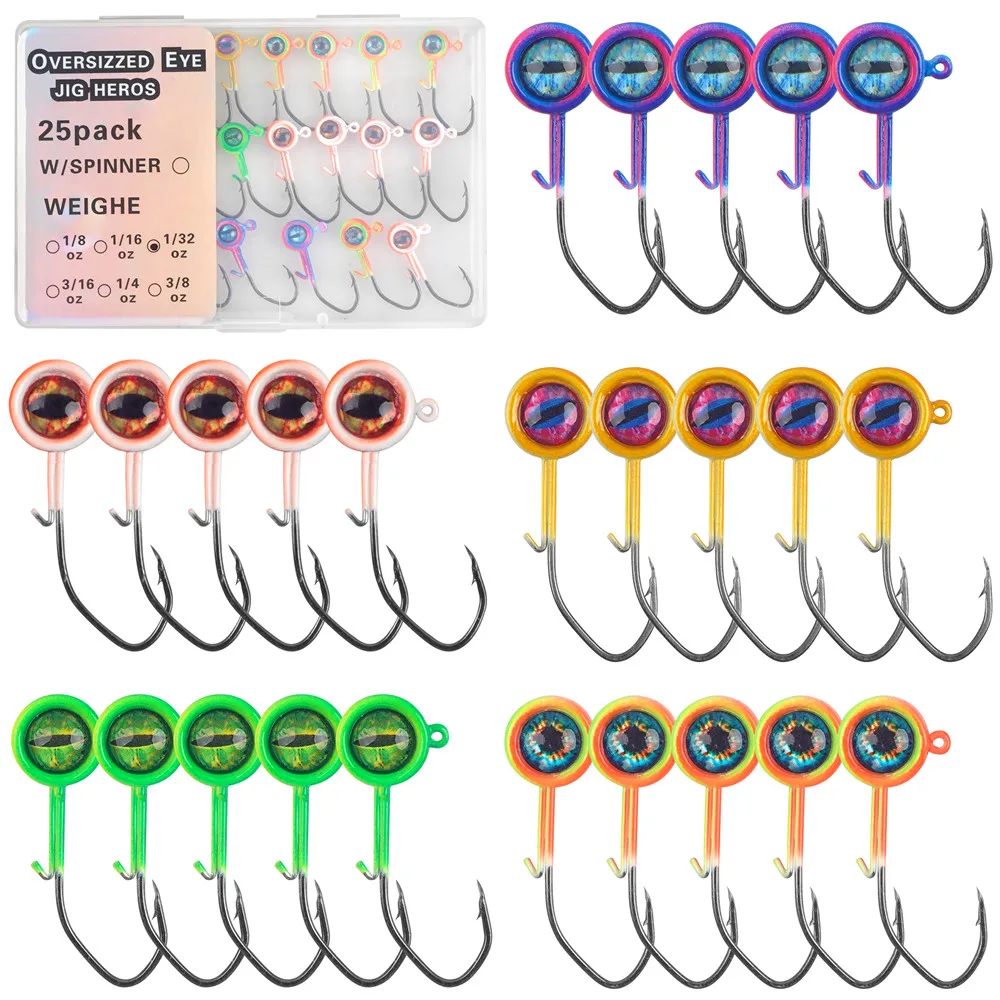 25 uds/50 Uds. Cabezas de anzuelo Crappie anzuelos de pesca con ojos 3D Swimbait 1/32 1/16 1/8OZ cabezas de plantillas de pesca para pesca de trucha y lubina