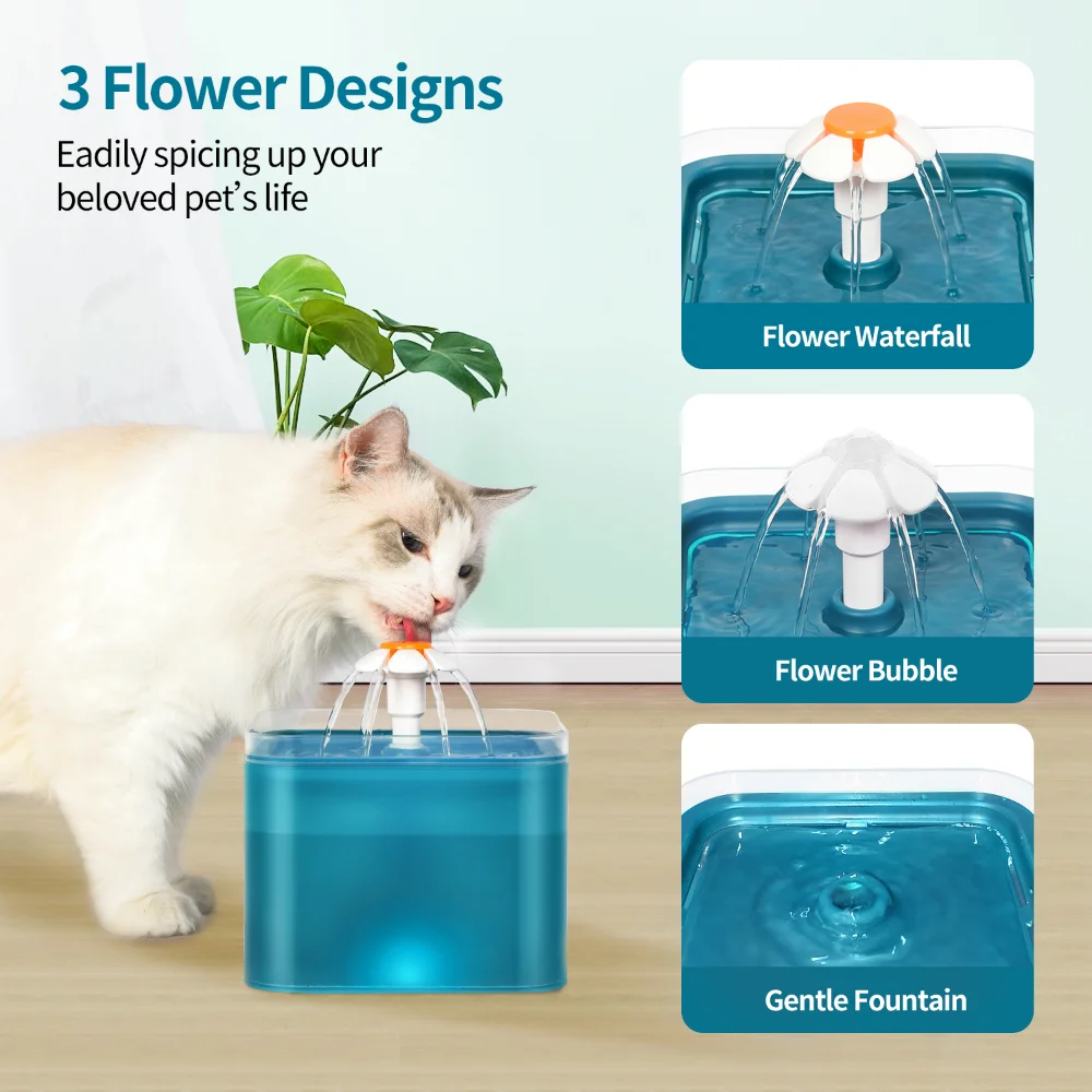 Fuente de agua para gatos, filtro automático, iluminación LED, tazón bebedero eléctrico silencioso USB para gatos, dispensador de agua con filtring de recircular de 2L - imagen 4