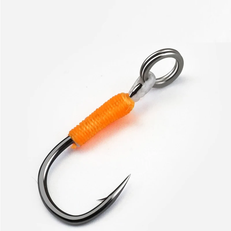 10 par/lote anzuelo de Pesca Jig doble par de anzuelos accesorios de hilo de púas Pesca señuelo de Pesca de acero rico en carbono Jigging lento - imagen 3