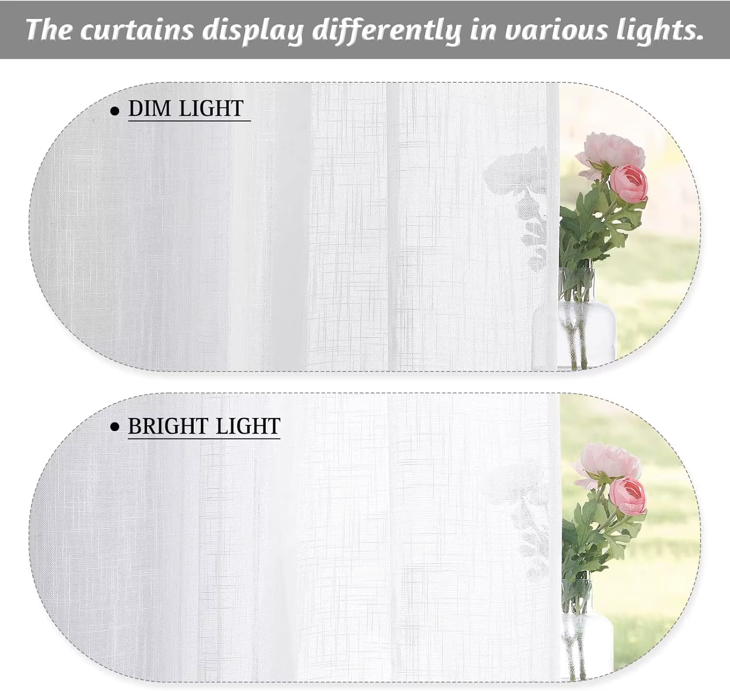Cortinas de lino semitransparentes – Filtran luz natural para salón y dormitorio - imagen 4