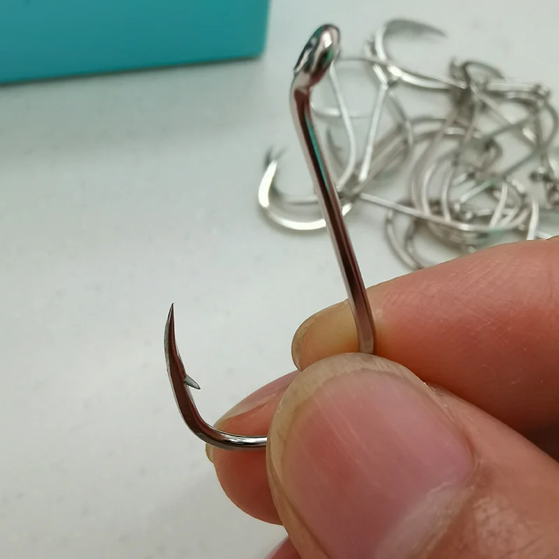 Anzuelos circulares de 50 unidades por paquete, anzuelos de pesca compensados con púas, anzuelo de pesca con ojo convertido, punto de corte, Steelhead Walleye Livebait, anzuelo de mar - imagen 3