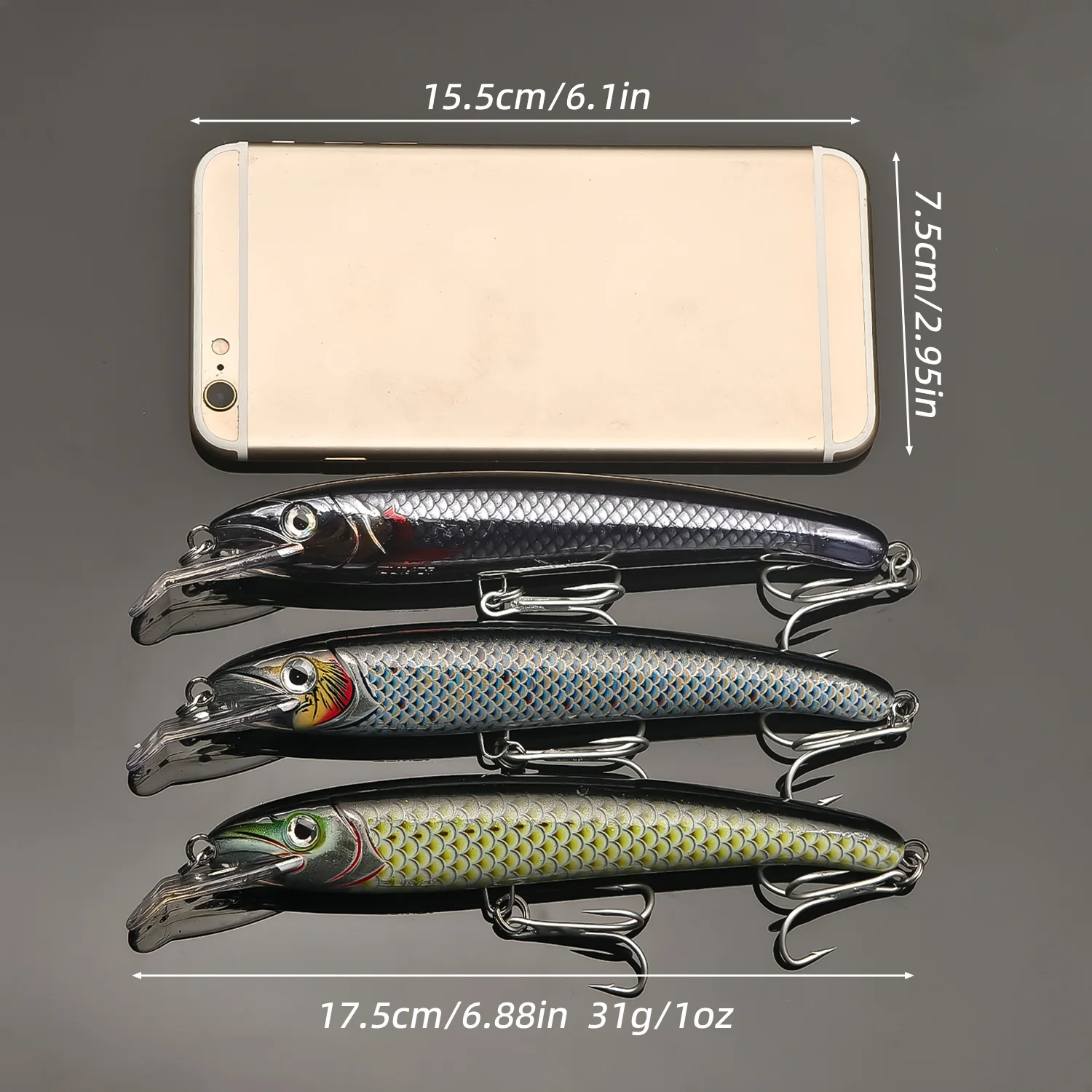 Señuelo de pececillo grande, 17,5/6,88 pulgadas, señuelo de pesca realista, cebo Artificial duro, material de pesca fresco para pescador, 1 ud. - imagen 5