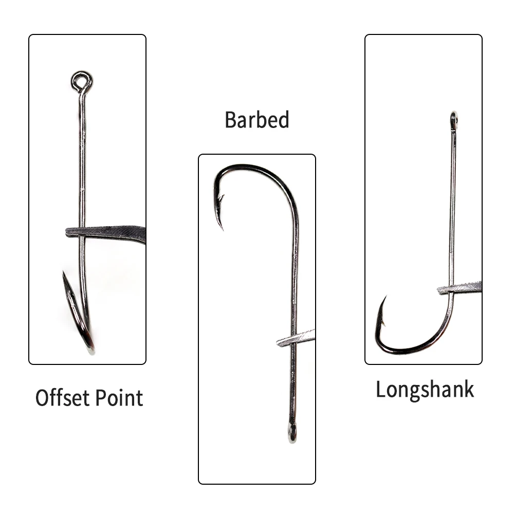 Wifreo-anzuelo de pesca de pico de vástago largo, 10/20 piezas, aparejo de pulpo Offset, #8-#10/0, aparejos de púas de pesca de agua salada - imagen 5