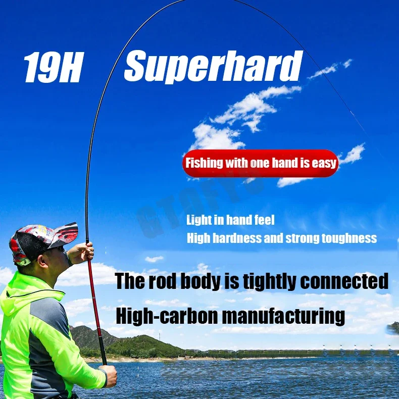 Caña de pescar telescópica de 2,7 M/4,5 M/5,4 M/6,3 M/7,2 M/8M/10M, depósito de carbono, caña de pescar para estanque, caña de pescar de mano de fibra dura súper ligera - imagen 5