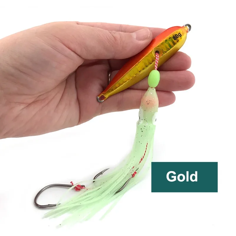 Placa de hierro, cebo de plomo para peces, anzuelo de calamar biónico luminoso, cebo de pesca de mar, Roada, placa de hierro de batido lento, cebo falso para espinillas de bacalao - imagen 5