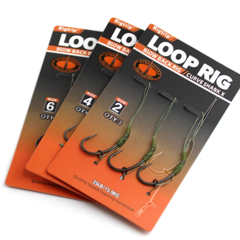 Línea de pesca de carpa, aparejos de pelo, listos, secciones de enlace de gancho suave, utilizadas con aparejos combinados Booms Loop