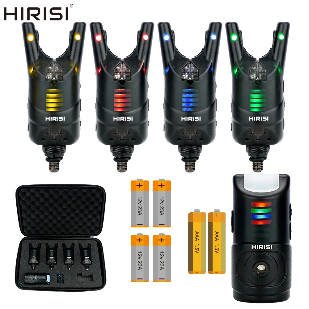Hirisi-Juego de alarma inalámbrica para pesca de carpa, indicador de alarma de mordedura de pesca, baterías suministradas, accesorios de pesca HRS1