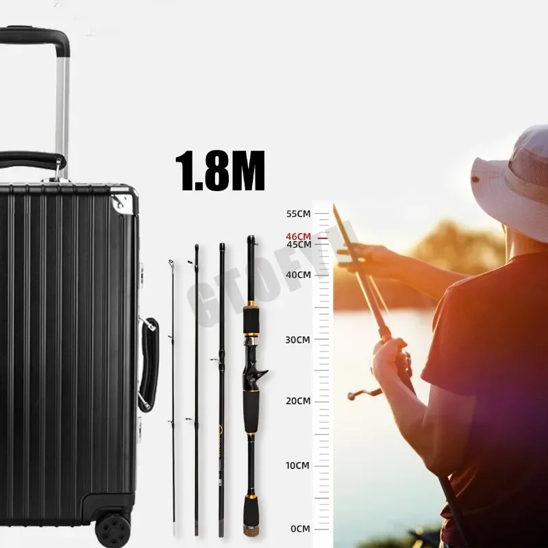1,8 m 2,1 m 4-5 secciones 3-75g caña de pescar señuelo de fibra de carbono fundición giratoria caña de pescar ligera rápida caña de pescar cebo caña de pescar - imagen 4